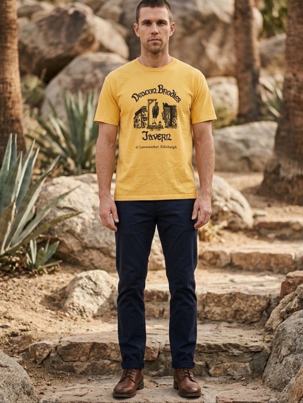 Fruit Of the Loom VTG Yellow DEACON BRODIE'S TAVERN 435  T-Shirt Size XL